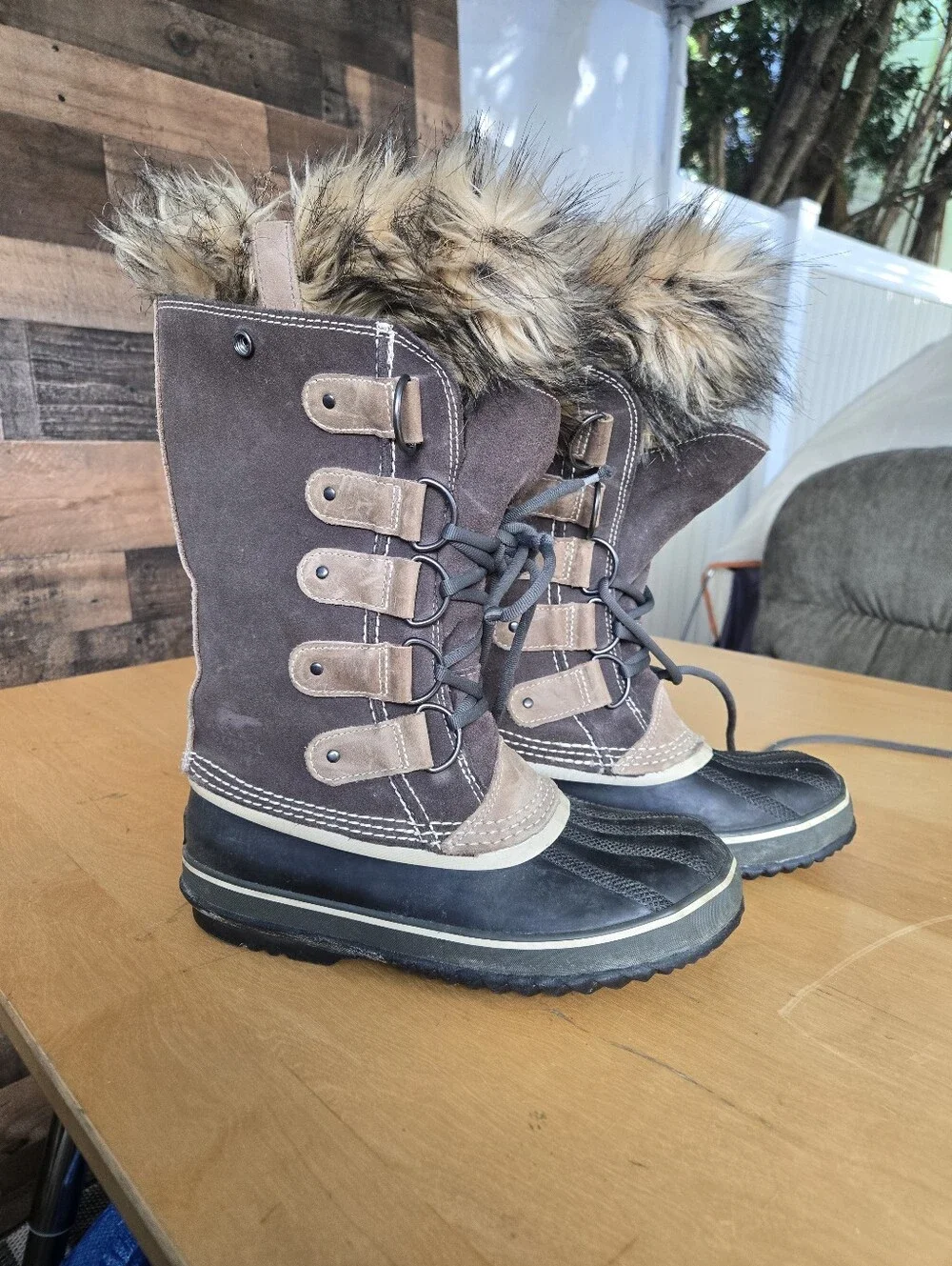 Womens Sorel NL1540 Joan of Arctic Snow Gray Waterproof Leather Boots Size 8